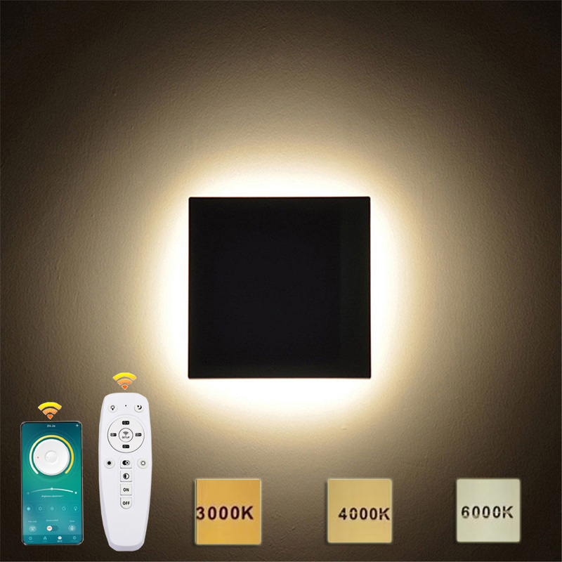 bedside lamps Circular wall mounted bedside lamp moon wall lamp 2.4G three-color temperate remote control wall lamp indoor wall lamp