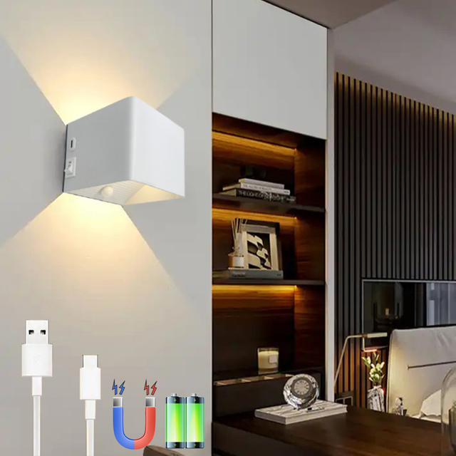 Magnetic Wall Lamp USB Rechargeable Led Wall Light with Motion Sensor Wireless Led Light Up And Down for Indoor Decorative Light