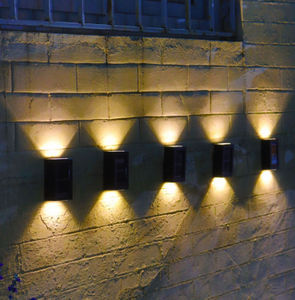 Solar Night Light Outdoor Garden Wall Waterproof Light 2LED Up and Down Lighting Outdoor Decorative GardenTerrace Balcony