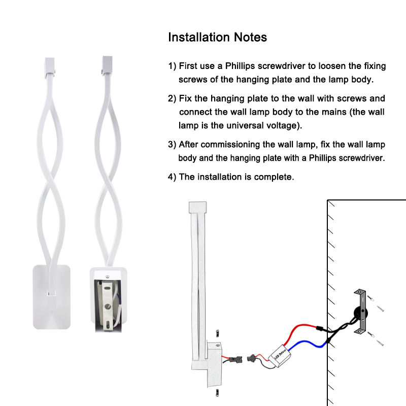 Modern Bedroom Lamp Long Wave Wall Lamp And High Quality Led Nightlight with Factory Price