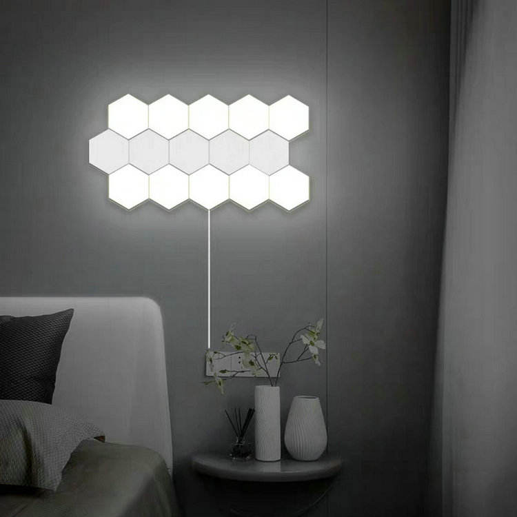 Colorful LED honeycomb quantum hexagon wall lamp with touch sensitive for bedroom living room stair loft