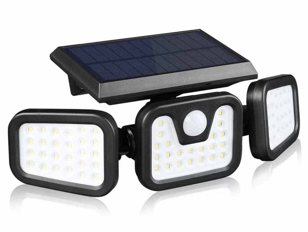 Hagood Outdoor waterproof 3 Heads Wall Light Three Heads 83 COB Solar Sensor LED Powered Security Lights
