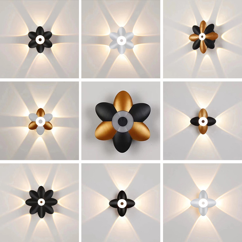 LED Outdoor Wall Light Up Down Luminous Wall Decoration Spotlight Lotus Villa Corridor Balcony Corridor Background Wall Light