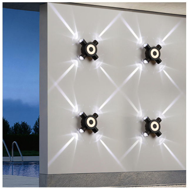 Cross stars modern design A beam of light outdoor garden IP65 led wall lamp waterproof 4W/12W Exterior Wall Decorative