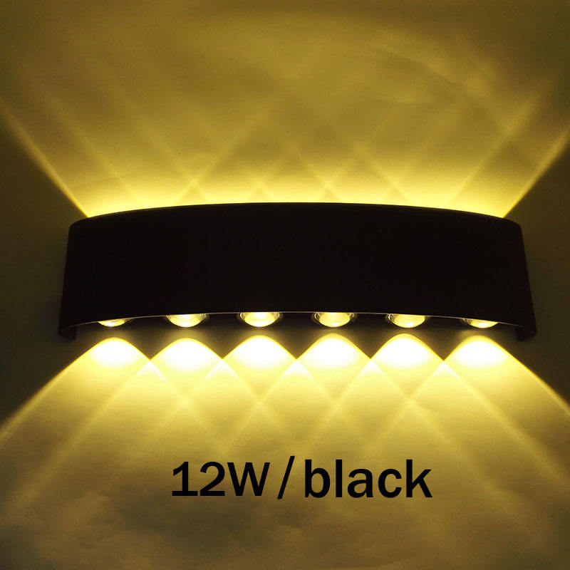 6W Arc-shaped Outdoor Waterproof Up And Down LED Wall Lamp Aluminum Modern Wall Sconce Lighting Wall Light