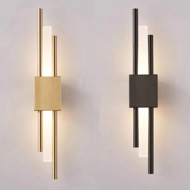 6W Long strip wall lamp living room background wall study bedroom bedside lamp simple modern Nordic light luxury creative grid