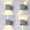 12W LED Wall Light Aluminum Adjustable Angle Motion Sensor Cube Apartment Corner Villa Garden Up And Down Double Head Modern Waterproof Outdoor Wall Lamps