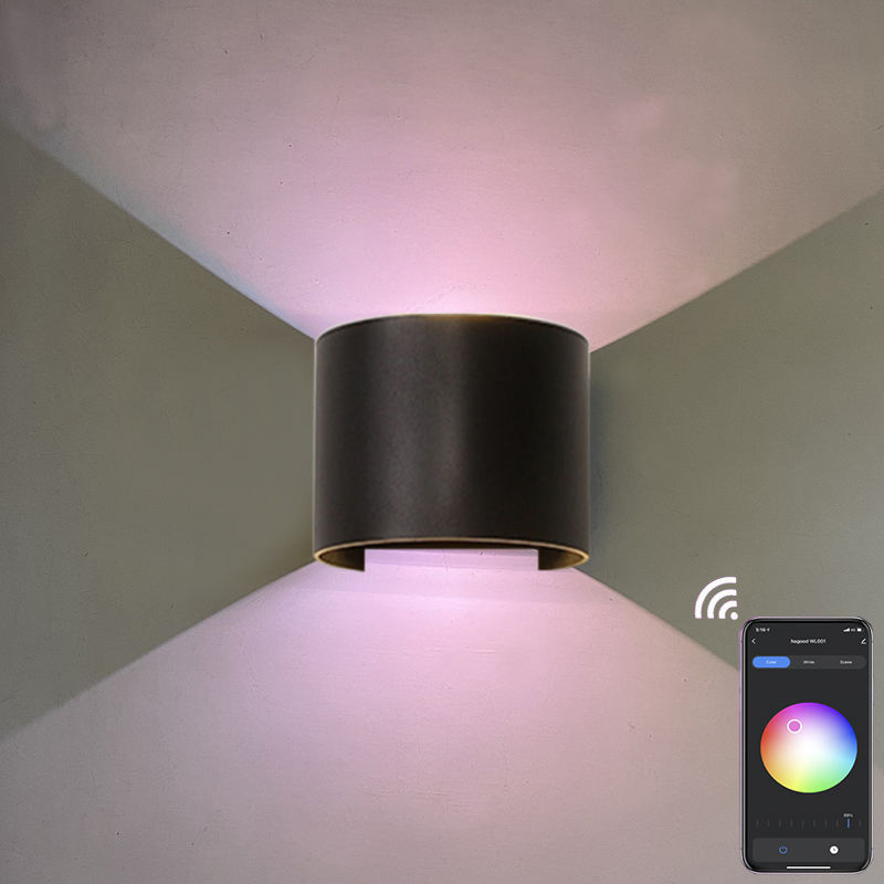 9/12W Tuya APP New Semicircle Waterproof Wandlampe Led Wall Sconce Outdoor Lighting Waterproof IP65 Adjustable Lighting Angle