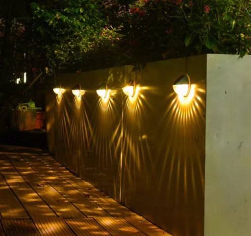 LED Lights Outdoor Light Control Sensor Garden Decoration Solar Fence Wall Lamp Semicircle Energy Waterproof Street Lamps