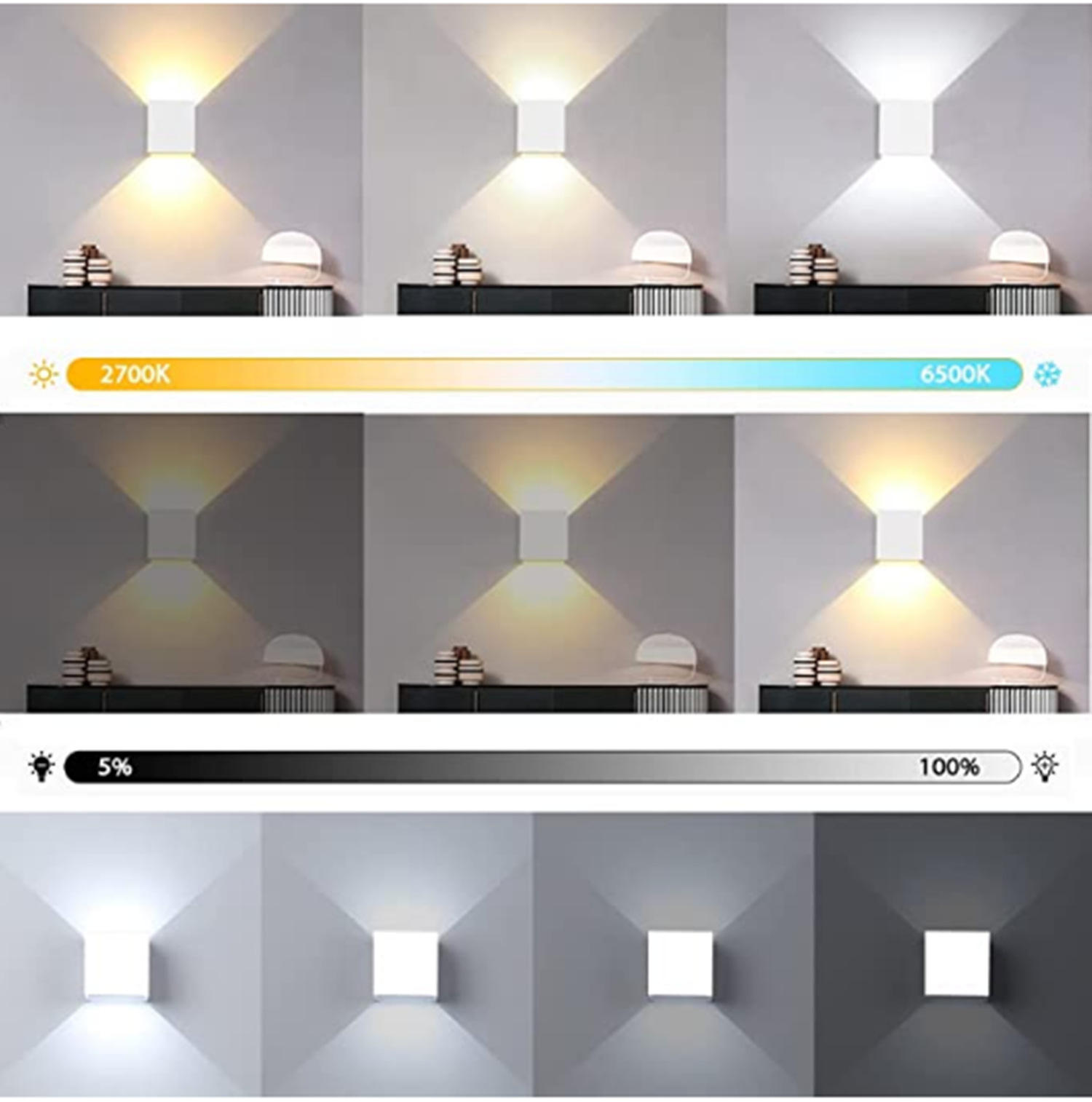 Square Led Wall Lights Outdoor Aisle Corridor Dimmable Multicolor Up Down Lamp With Motion Sensor for Wall KTV Bar Bedroom