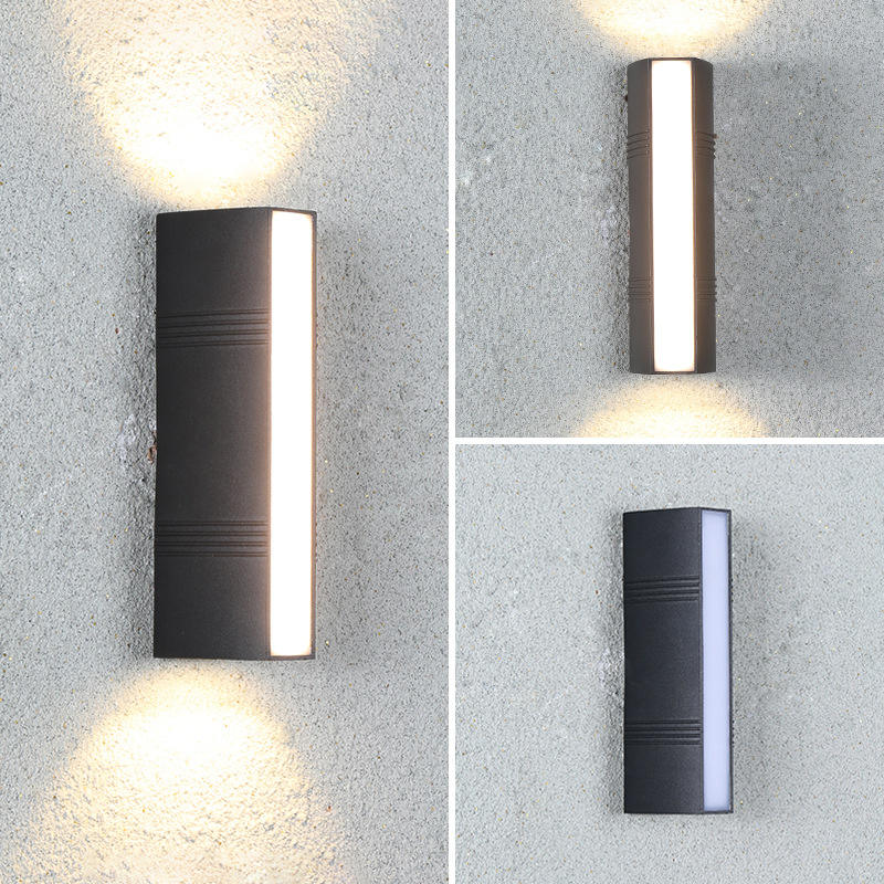 Moden Waterproof Outdoor Wall Lamp PIR Motion Sensor Wall Light Garden Porch Frontdoor Black Aluminum Long Strip