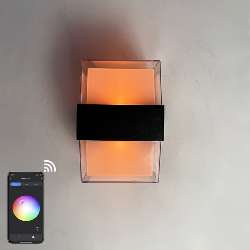 Tuya APP Smart light Acrylic waterproof wall light square IP65 waterproof colorful fashionable decorative wall lamp