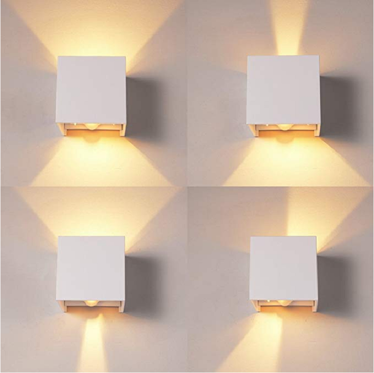 12W Brushed Outdoor Led Sconce Motion Sensor Wall Lamp Cube IP65 Wall Lamp