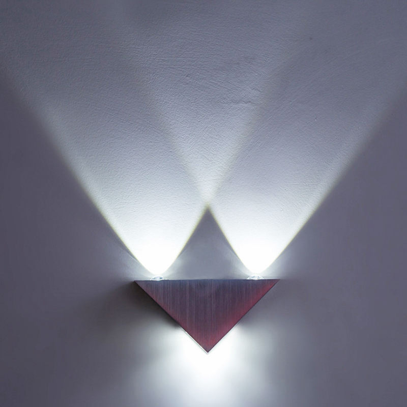Triangle 3W sliver led wall lamp for indoor lighting AC85-265V Lighting Fixture Aluminum No Flicker Remote Control Wall Sconces
