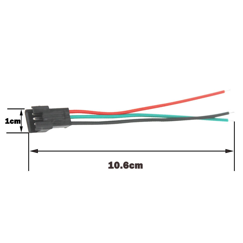 JST SM 3 Pins/head Male to Female Plug/Wire Quick Connector for WS2812B RGB LED Strip