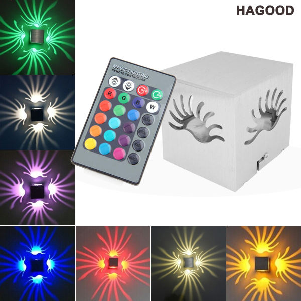 3W Aluminum Fancy RGB with Controller Wall Light for Art Gallery Decoration Front Balcony Led Wall Lamp 