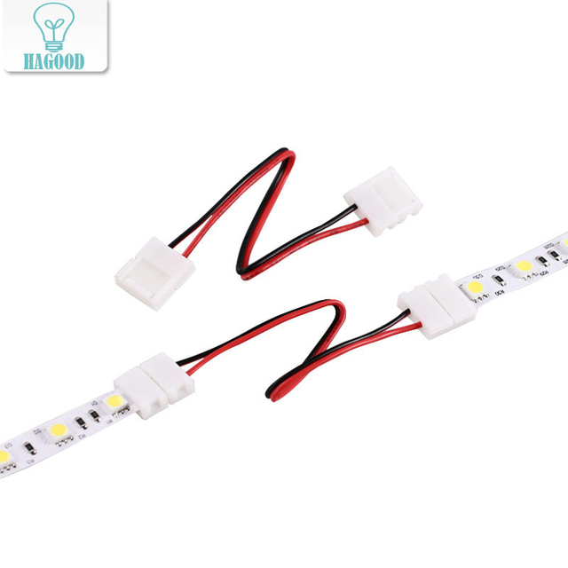 Double LED Strip Connector 2pin 10mm with Wire Free Connect No Need Soldering /Welding Connector For 5050/5630 Led Strip