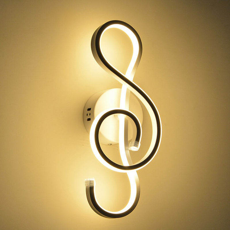 Music Note Modern Minimalist Style Aluminum Decorative LED Wall Sconce Creative Bedroom Living Room Corridor Aisle Wall Light