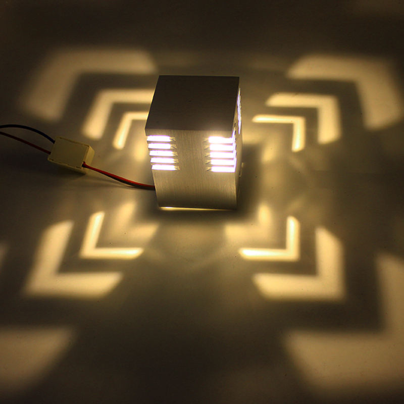 3W LED Wall Sconce AC85-265V Novelties Square Hole Luminous Wall Lamps for loft stairs Decoration