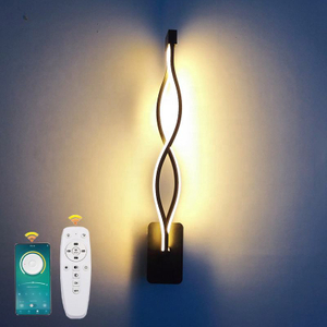 21W LED Wall Lamp 2.4G Stepless Dimming Wall Lights with Remote Control Stairs Corridor Long Warm White Three Color Temperature