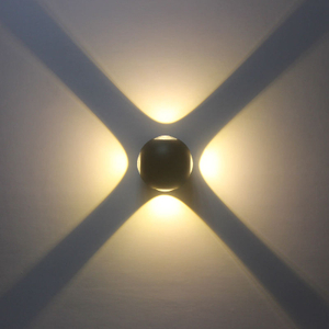 New Item White Waterproof 12W Outdoor Round Led Wall Lamp with 4 Sided Lighting Source Crafts Reception Desks Decora Round Lamp