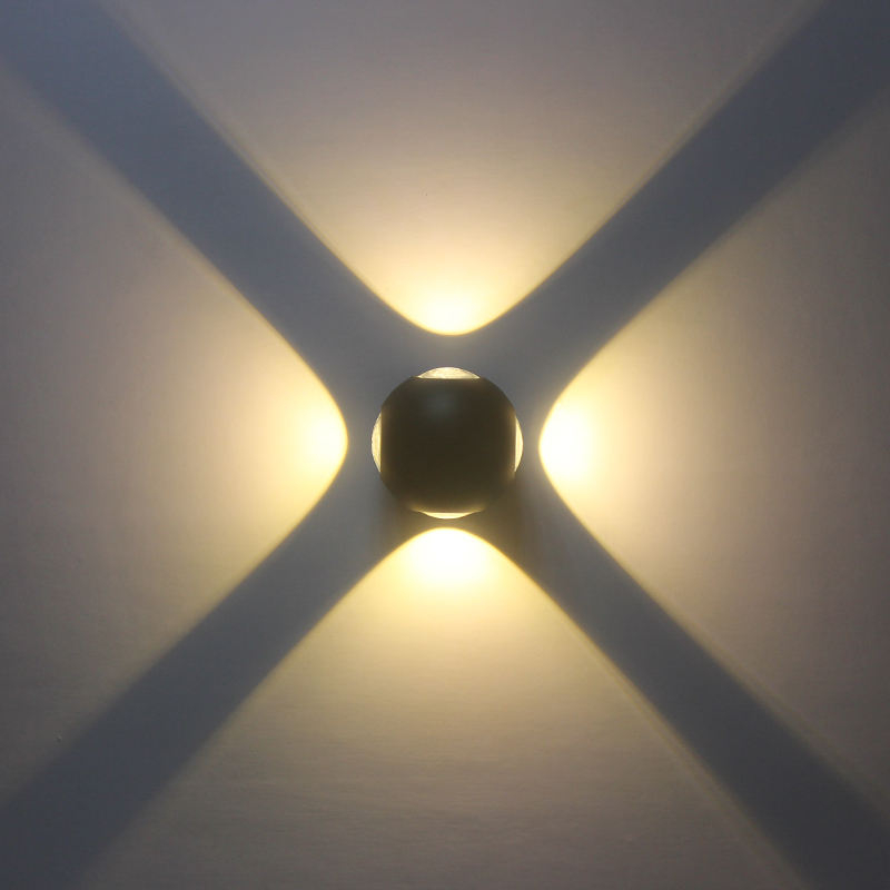New Item White Waterproof 12W Outdoor Round Led Wall Lamp with 4 Sided Lighting Source Crafts Reception Desks Decora Round Lamp