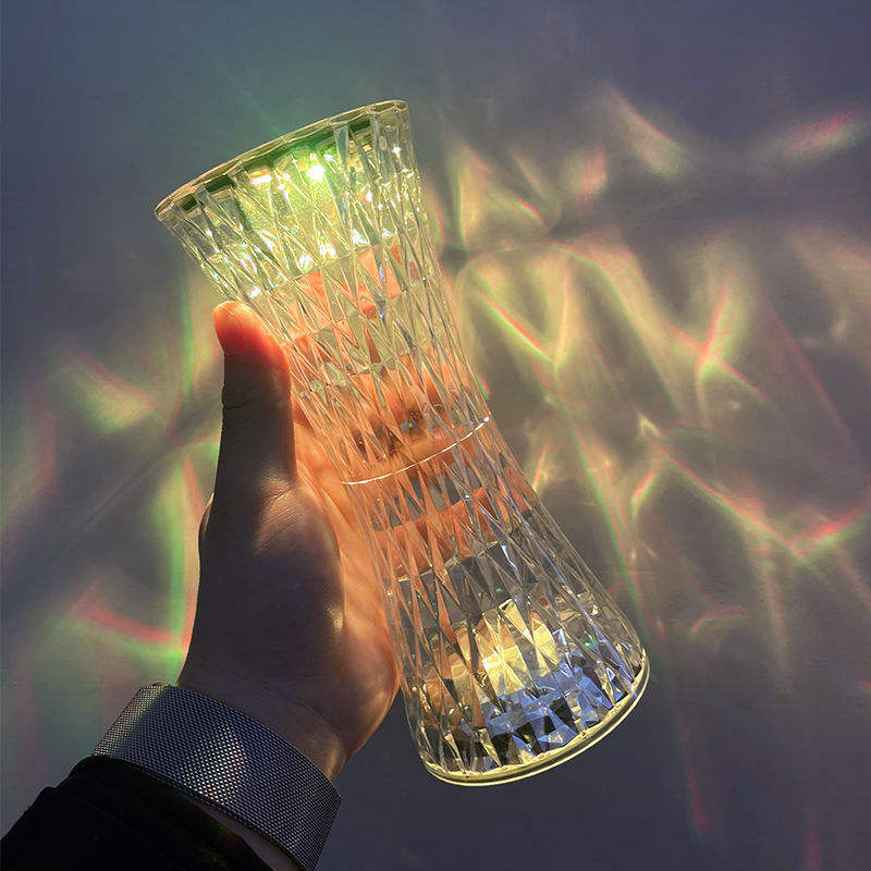 Small Waist Crystal 16 Color Table Lamp Bar Table Atmosphere Lamp Unplugged Bedroom Bedside Lamp Birthday Gift for Girlfriend