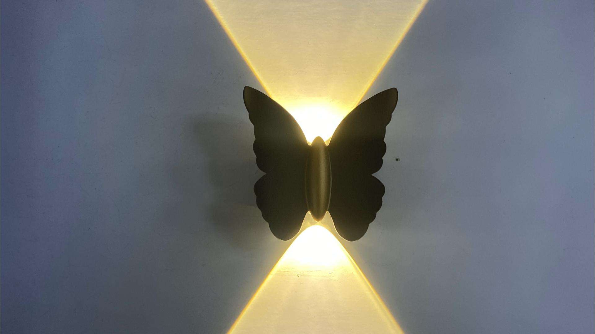 NEW 6W High quality lamp fancy Butterfly Waterproof Lamp Black Gold Shell wall lamp and outdoor nightlight