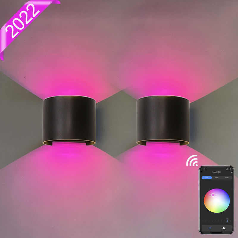 Latest version Wifi Waterproof Wall Lamp RGBW Outdoor sconce Color Changing by smart app lamp Support Amazon Alexa Google Assist