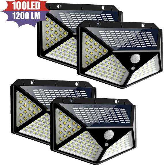 100LED solar wall lamp courtyard four side light-emitting solar lamp human body induction waterproof outdoor lamp