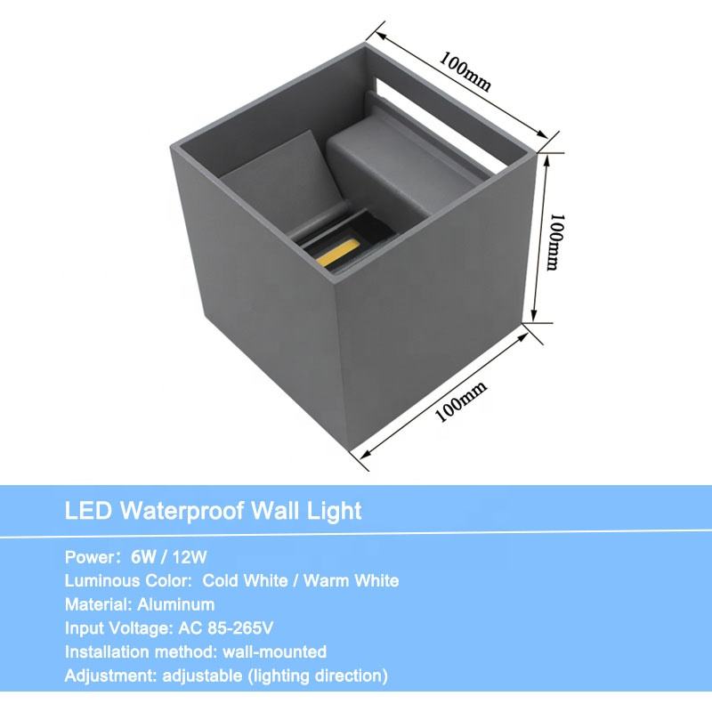 Industrial Style AC85-265V Waterproof IP65 Adjustable Beam Aluminum Outdoor LED Cube Waterproof Wall Light