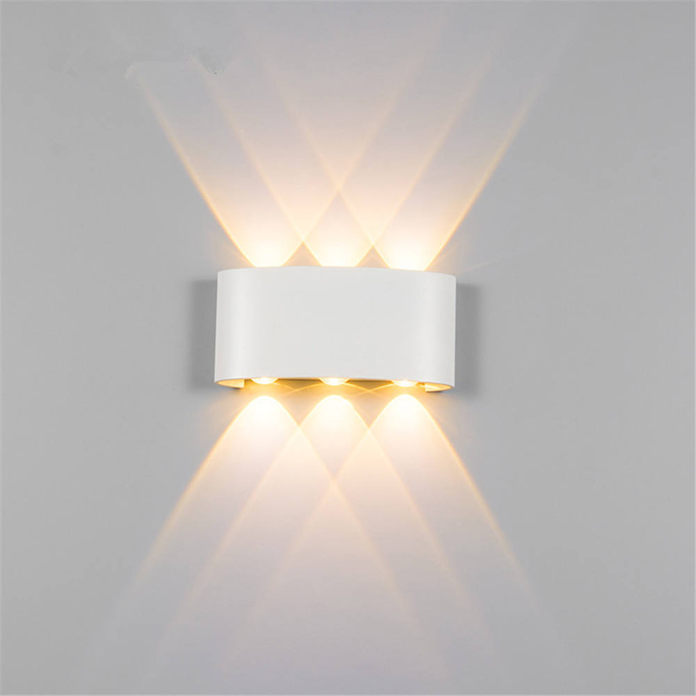 4W 6W 8W 10W 12W Oval Up And Down Outdoor Waterproof Wall Lamp Mounted Waterproof IP65 Exterior Wall Light Porch Garden Light