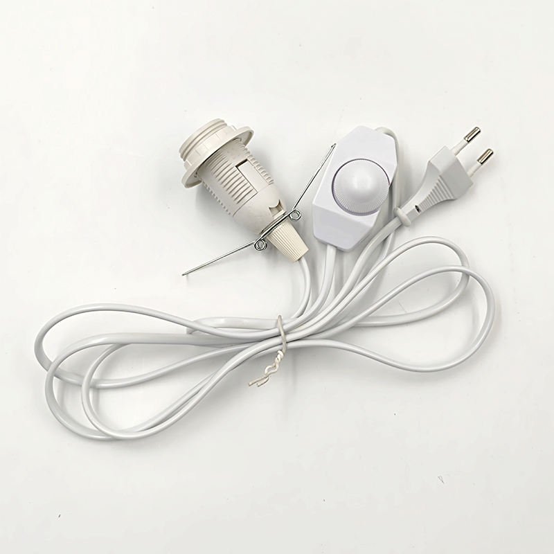 EU Plug Vintage Power Cords Line Switch and E14 Bulb Light Socket Twisted Wire Cord Lamp Holder Himalayan Salt Plug 301 Dimmable