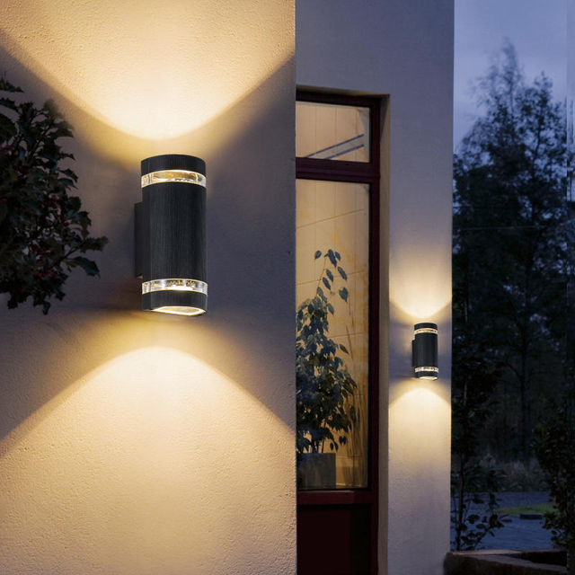 GU10 Outdoor Wall Light LED Light Control Induction Garden Wall Lamps Double Head Up And Down Lighting Courtyard Balcony Sconce