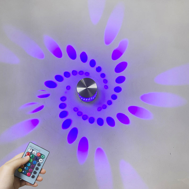 RGB Flower LED Wall Lamp Wall Mounted Remote Projection Colorful Wall Light Luminaire For Party Bar Lobby KTV Home Decoration