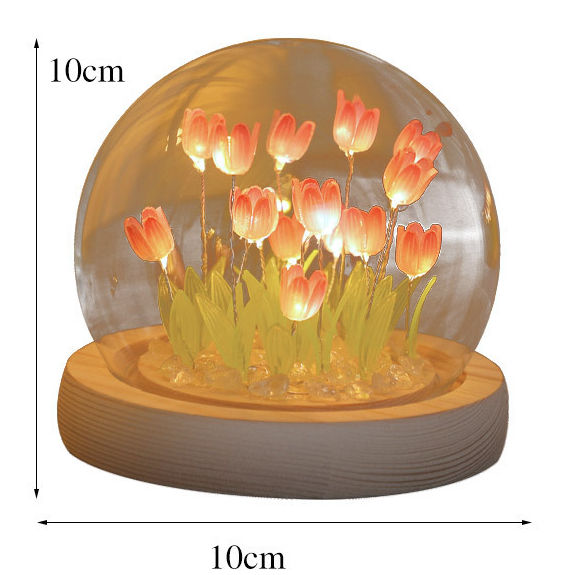 Handmade Tulip Night Light Heat Shrinkable Film DIY Material Artificial Flower Tulip Night Light Home Decor Gift for Gitlfriend