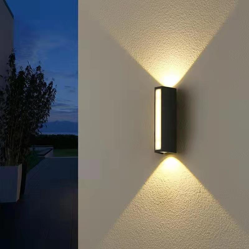 Moden Waterproof Outdoor Wall Lamp PIR Motion Sensor Wall Light Garden Porch Frontdoor Black Aluminum Long Strip