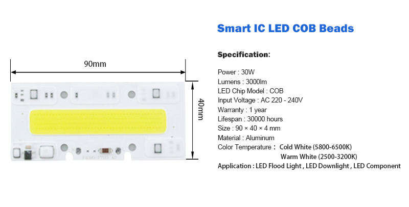 LED COB Light chip 30W 50W 70W 100W 150W LED Bulb Chip 220V Input Smart IC LED Driver for DIY LED Floodlight