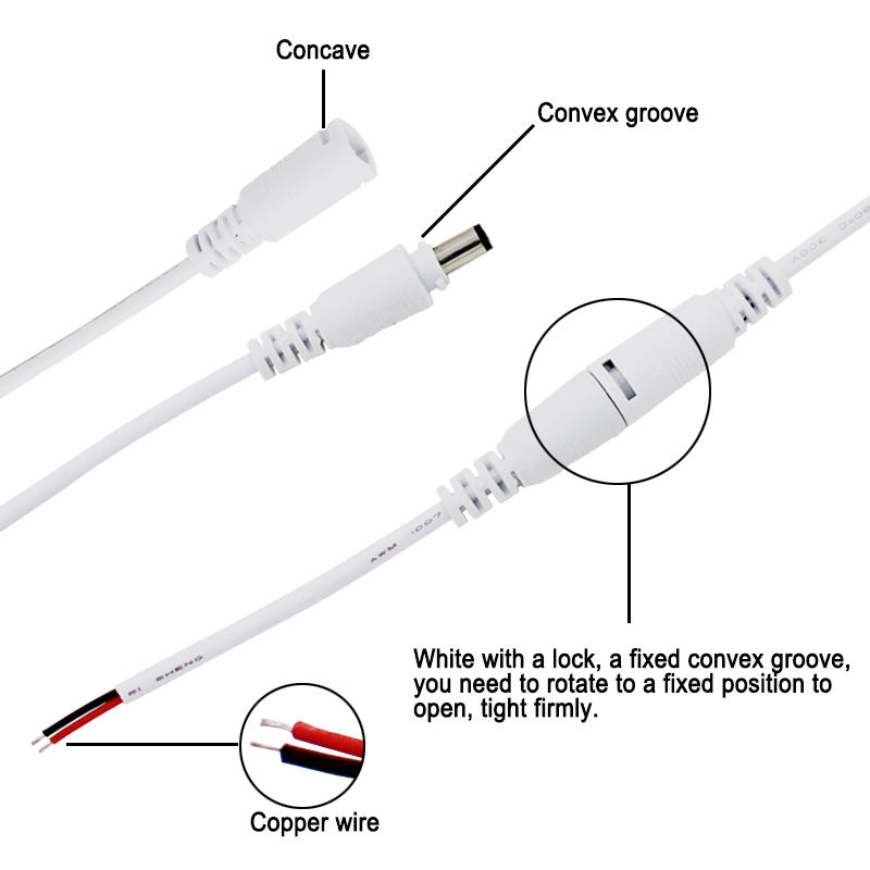 DC male and female head plug line DC Power Connector Adapter lock buckle Power supply wiring connector line