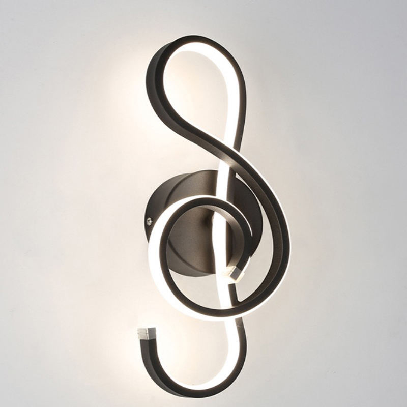 Music Note Modern Minimalist Style Aluminum Decorative LED Wall Sconce Creative Bedroom Living Room Corridor Aisle Wall Light