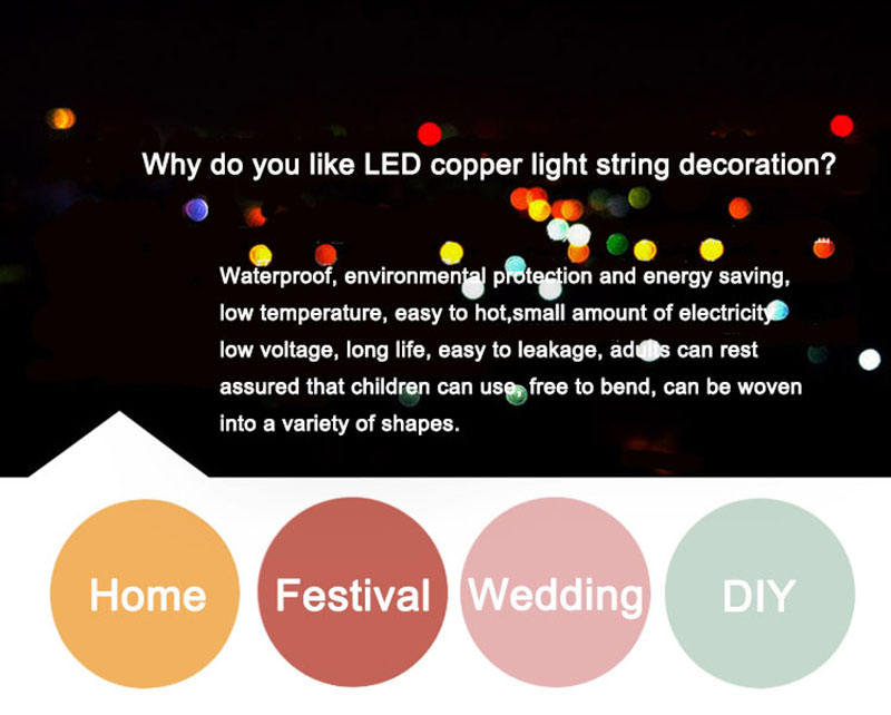 Outdoor fireworks copper wire LED string 100leds waterproof Christmas fairy light hanging decoration lights powered by battery