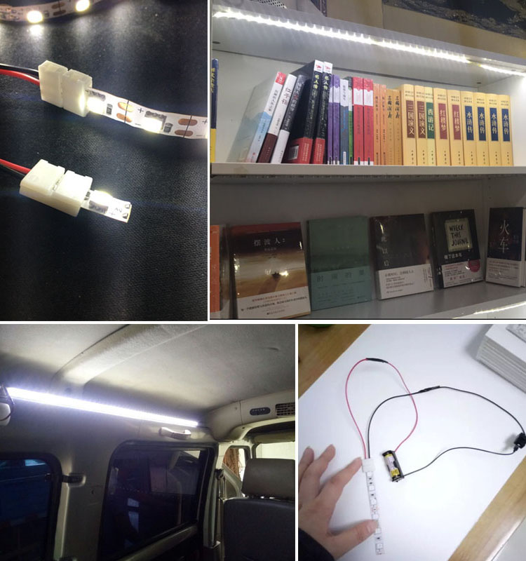 Double LED Strip Connector 2pin 10mm with Wire Free Connect No Need Soldering /Welding Connector For 5050/5630 Led Strip