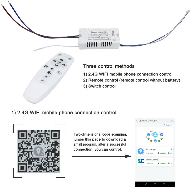 2.4G WIFI Safety Plastic Driver 15-24W Bluetooth Connection Lighting Power Transformer AC100-240VLED Ceiling Light Fixture