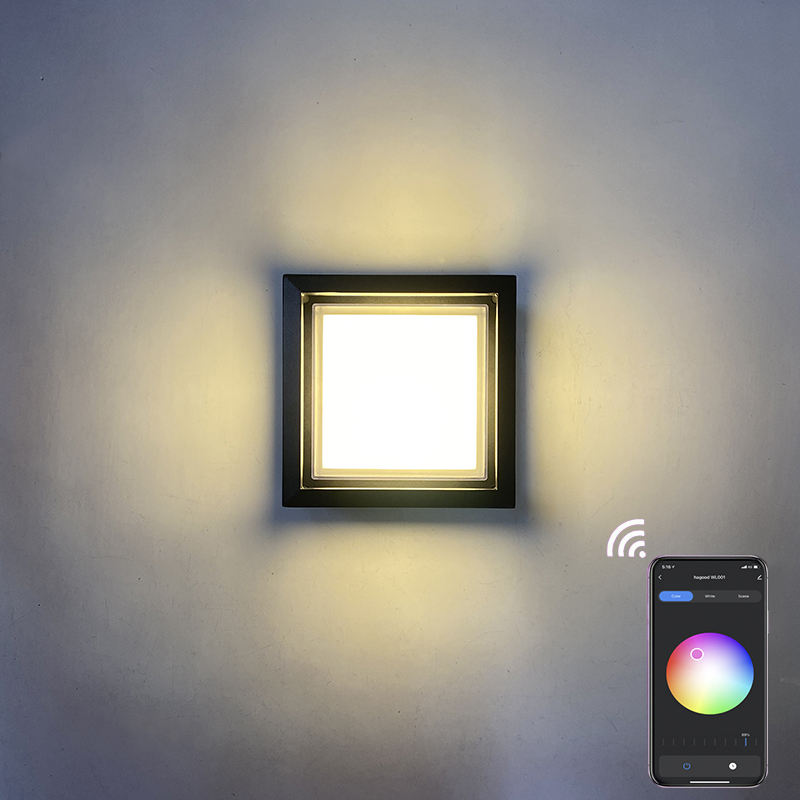 Smart IP65 outdoor light waterproof APP Controlled plastic garden waterproof lamp modern LED wall light wall mounted