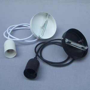 European standard E27 metal lamp holder assembly E27 iron lamp holder colored braided wire E27 Ceiling lamp holder kit