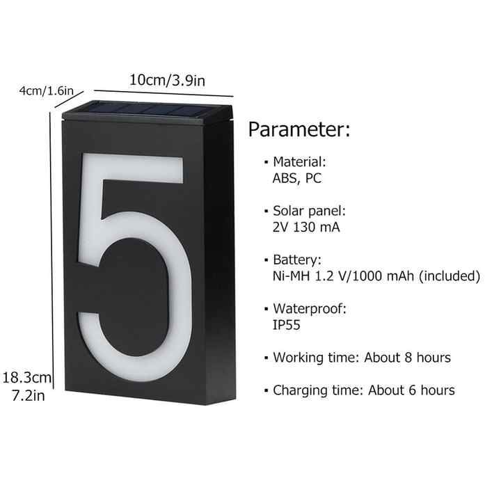 Digital Solar Lamp Digital Lamp House Number Light LED House Number Address Digital Wall Mounted Porch Lamp, with Battery Porch Lamp E