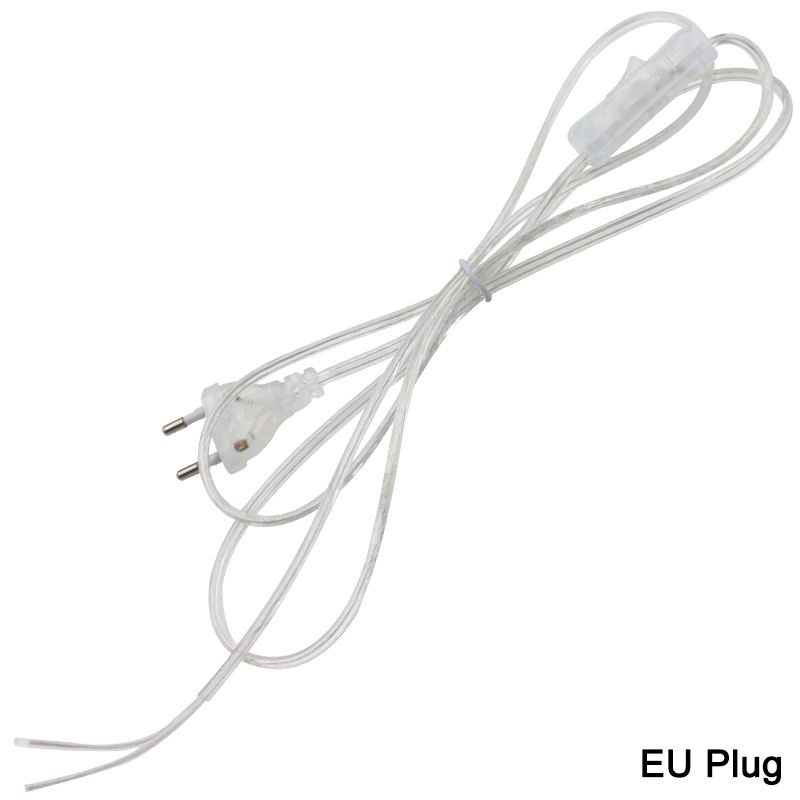 0.75mm 2 line Cable 1.8m On Off Power Cord For LED Lamp with Button switch EU/US Plug Light Switching Transparent