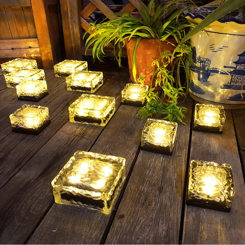 Colorful solar lights ice shaped light outdoor led light wall Solar tile lamp square lamp ice shaped decorative light solar buried lamp IP65 waterproof step outdoor decoration