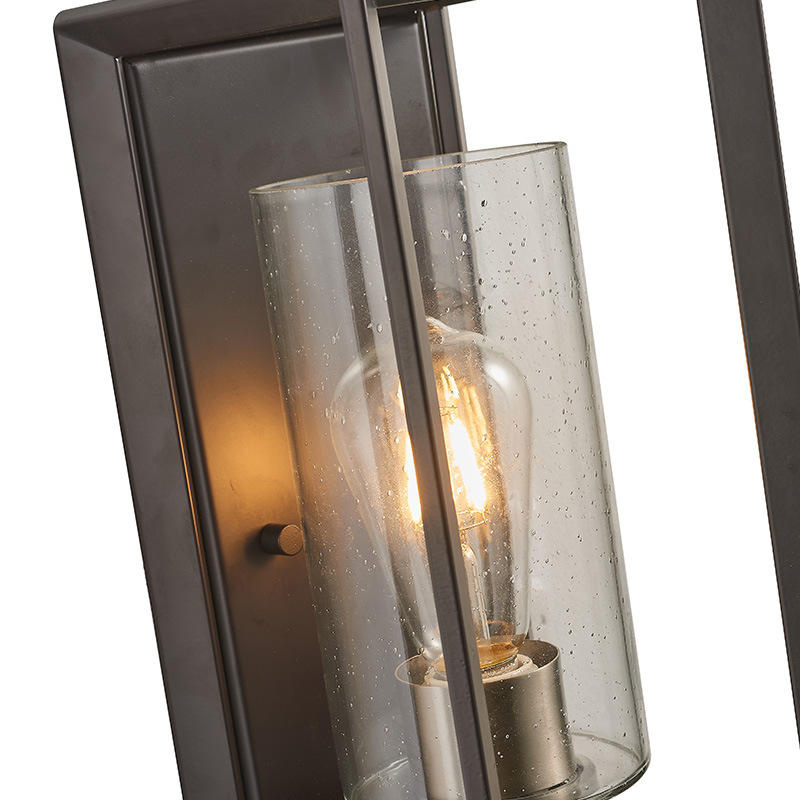 Hot sell outdoor Wall Light Fixtures black and gold finish seeded glass wall sconce wall mount for porch garden light