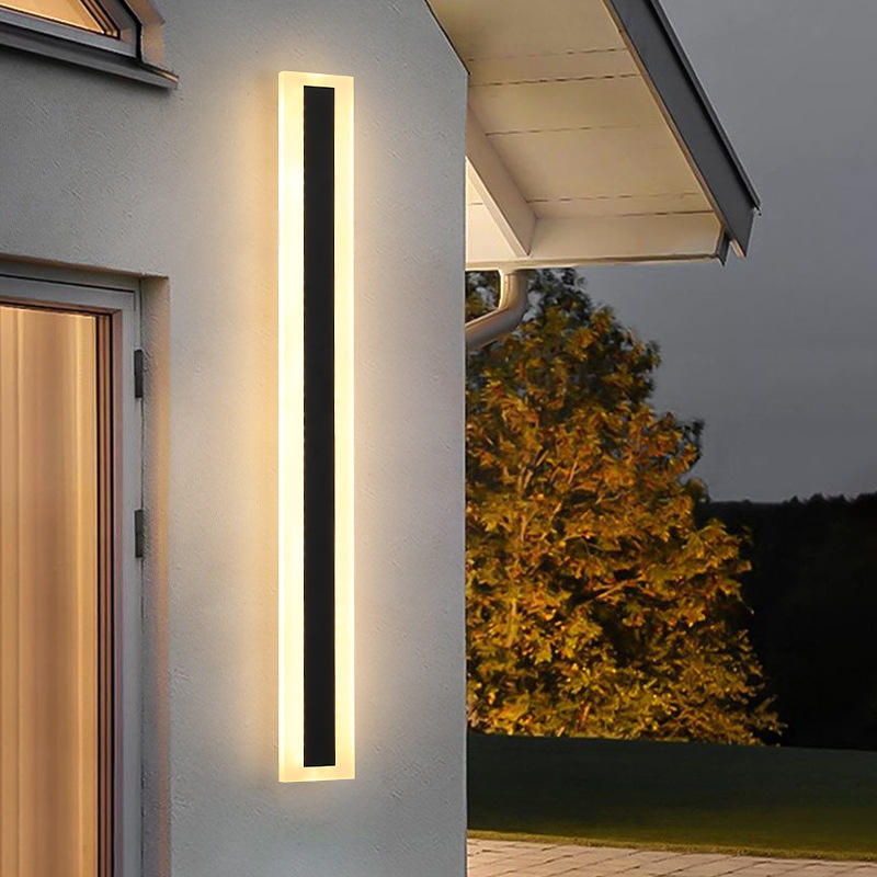 Modern Simple Long Strip Indoor Aluminum Wall Lamp Waterproof Outdoor Wall Lamp Housing 360 degree garden wall light